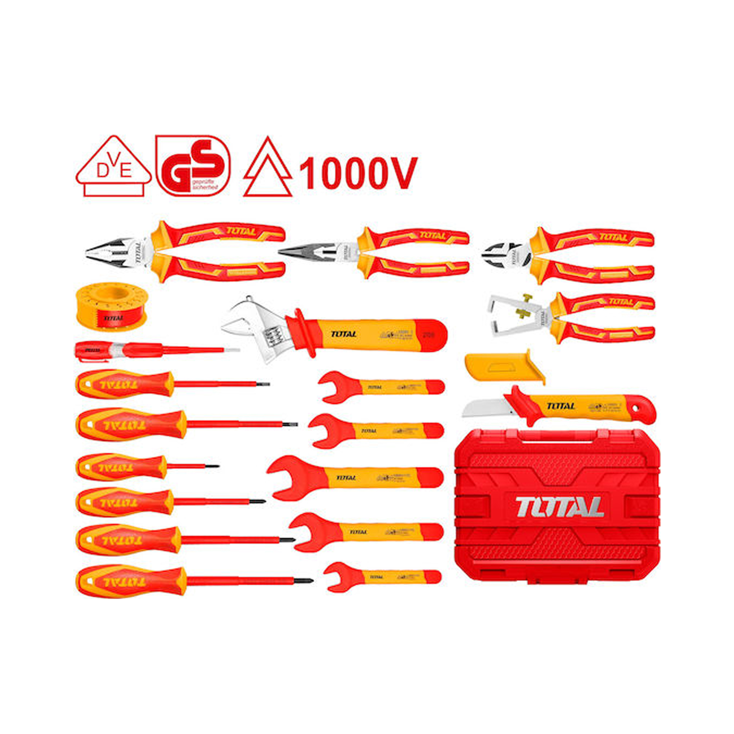 TOTAL Κασετίνα Εργαλείων Ηλεκτρολόγου 1000 V VDE – 16 τεμάχια (THKITH1601)