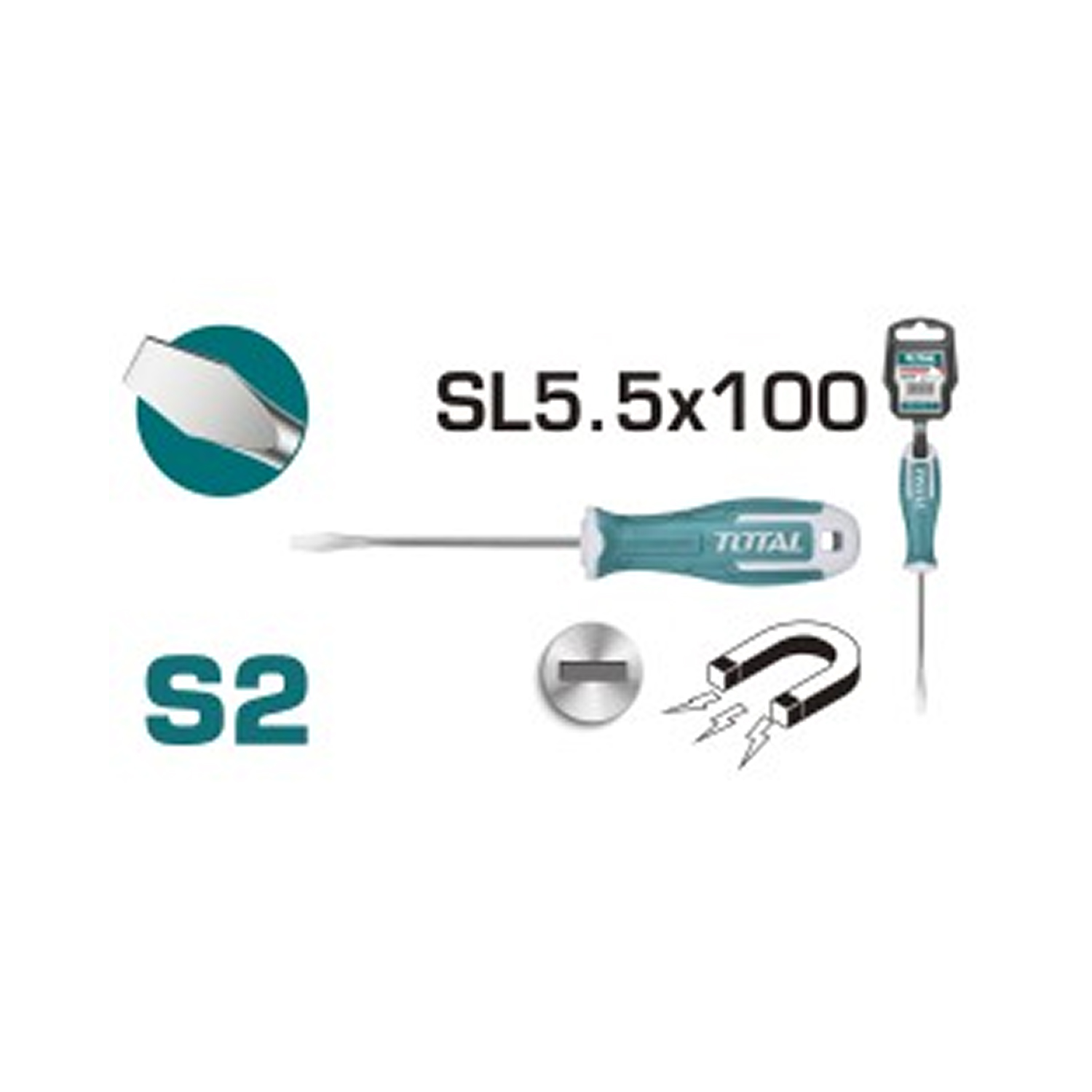 TOTAL Κατσαβίδι Μαγνητικό Ίσιο SL 5.5x100mm (THT265100)