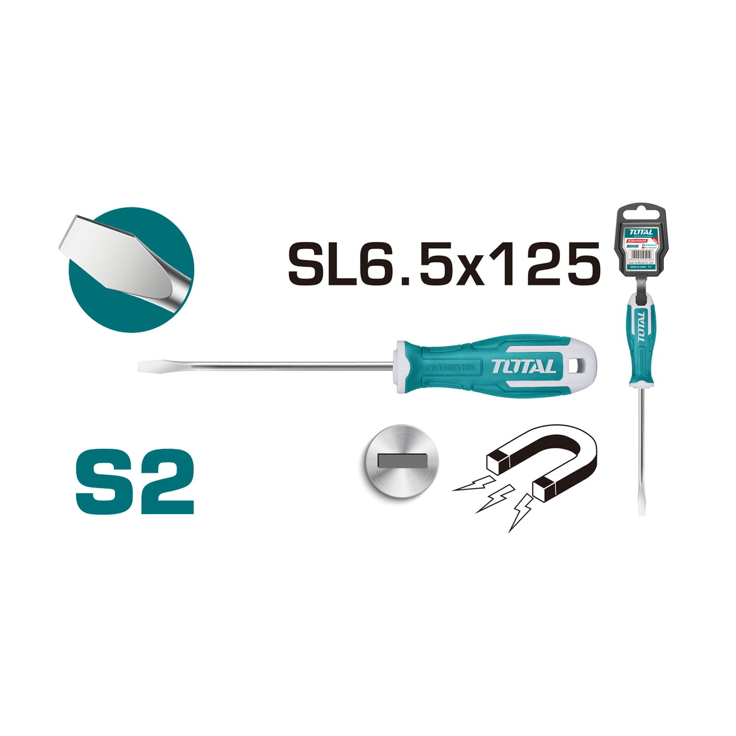 TOTAL Κατσαβίδι Μαγνητικό Ίσιο SL 6.5x125mm (THT266125)